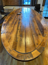 Load image into Gallery viewer, Oval reclaimed barn wood conference table
